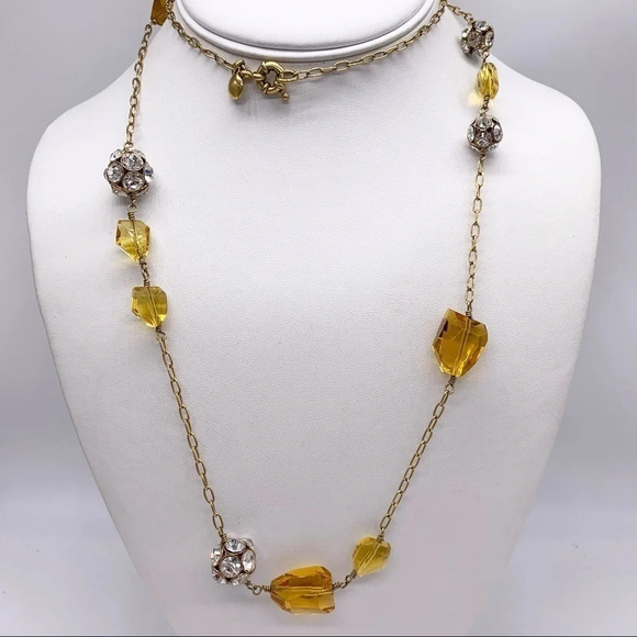 J. Crew Gold Jeweled Station Necklace - Picture 1 of 3